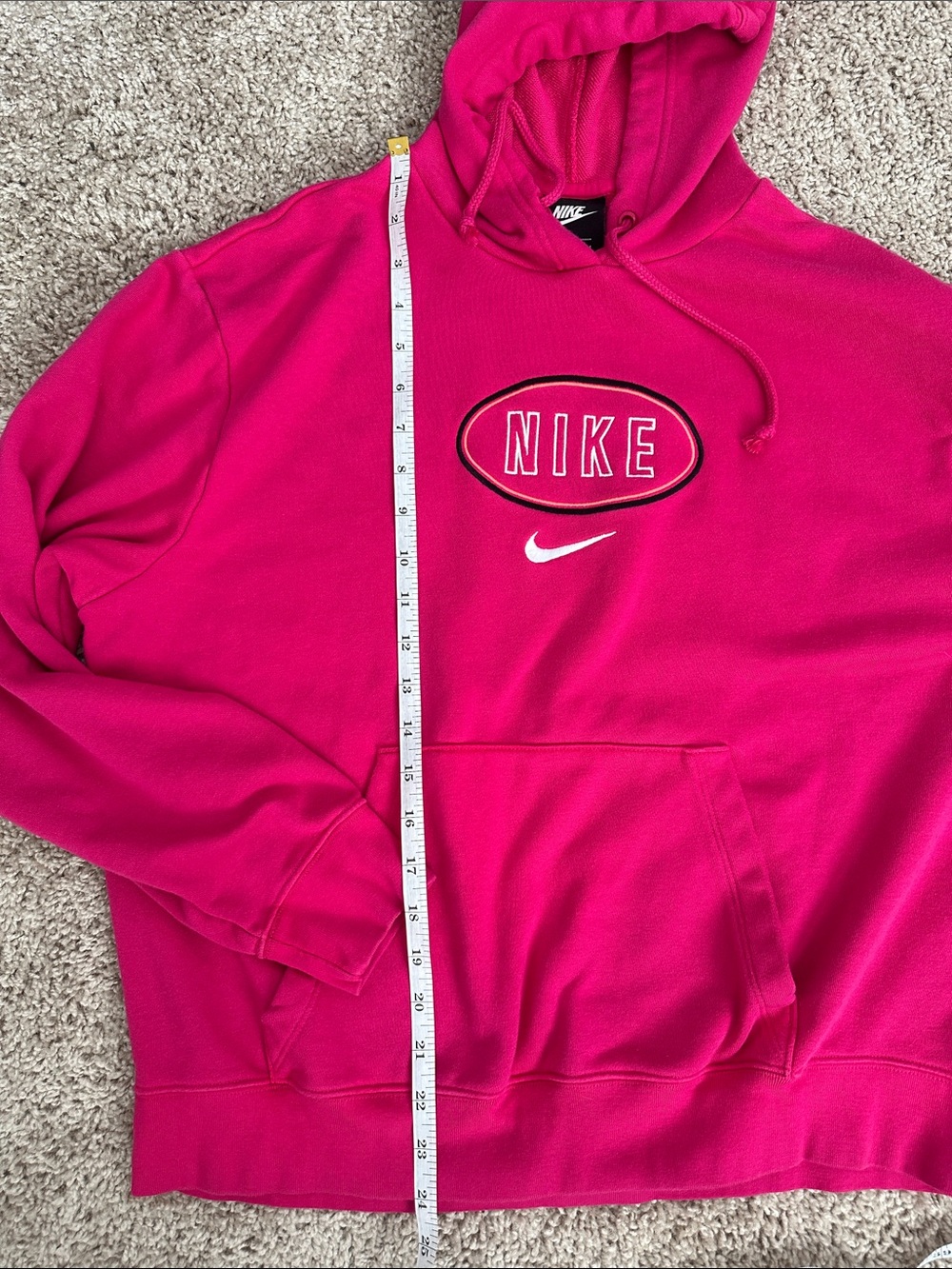 Nike Hoodie Medium Hot Pink Pullover Sweatshirt Embroidered Logo Y2K - Picture 4 of 6